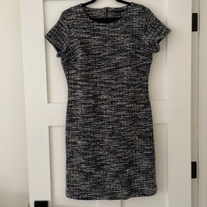 Navy and white marled pencil dress